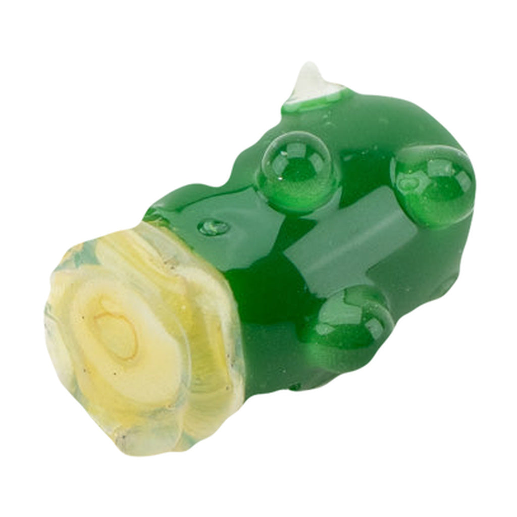 Empire Glassworks Cactus Spinner Cap in Borosilicate Glass, Green, Fun Novelty Design, Top View