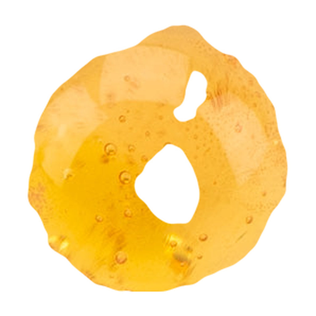 Empire Glassworks Dragon Sphere Spinner Cap in yellow borosilicate glass, bubble design, front view