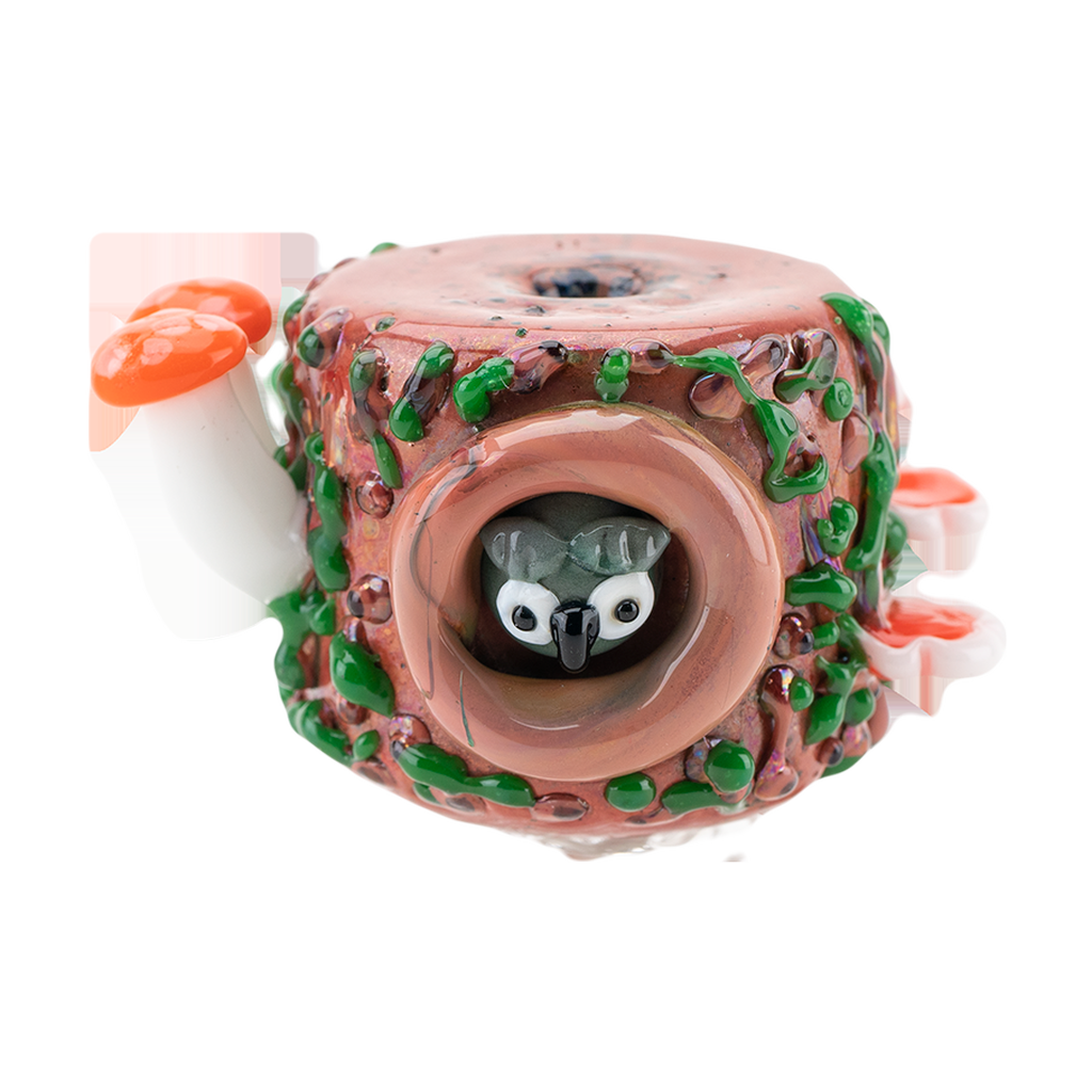 Empire Glassworks Hootie's Forest Spinner Cap, brown and green, front view on clear background