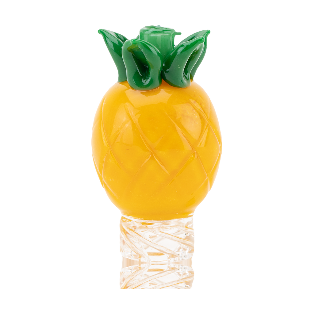Empire Glassworks Pineapple Spinner Cap in Yellow and Green, Borosilicate Glass, Fun Novelty Design
