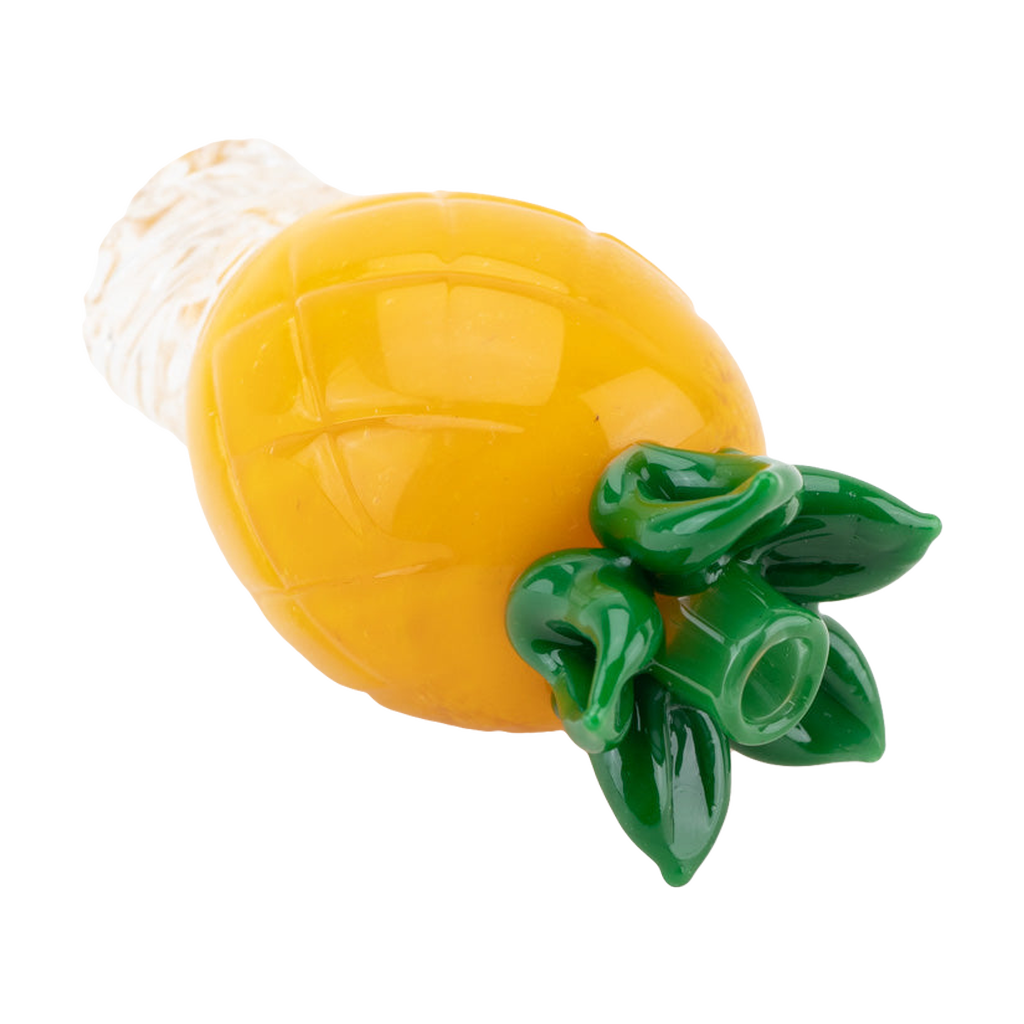 Empire Glassworks Pineapple Spinner Cap in Borosilicate Glass, Yellow & Green, Side View