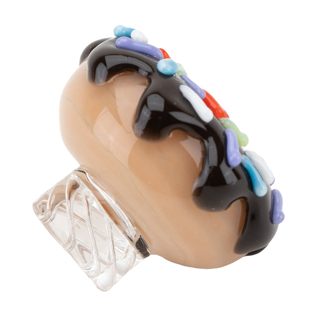 Empire Glassworks Artisan Donut Spinner Cap with Terp Pearl, Side View, Fun Novelty Design