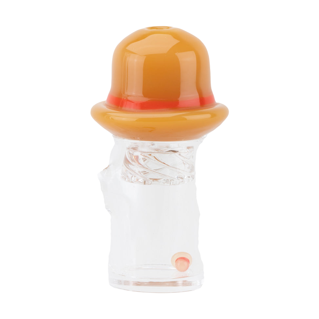 Empire Glassworks Hat Spinner Cap in brown, compact design for dab rigs, side view on white background