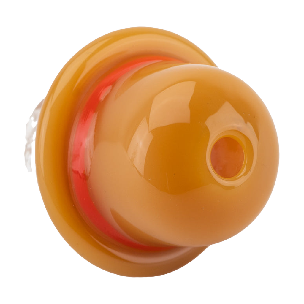 Empire Glassworks Hat Spinner Cap in brown borosilicate glass, top view, for dab rigs and e-rigs