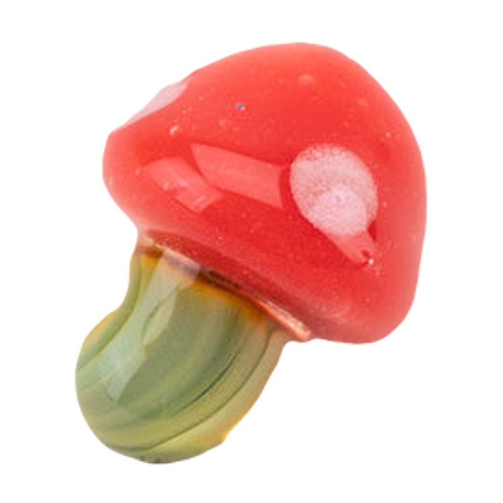 Empire Glassworks Red & White Mushroom Spinner Cap for Dab Rigs, Top View