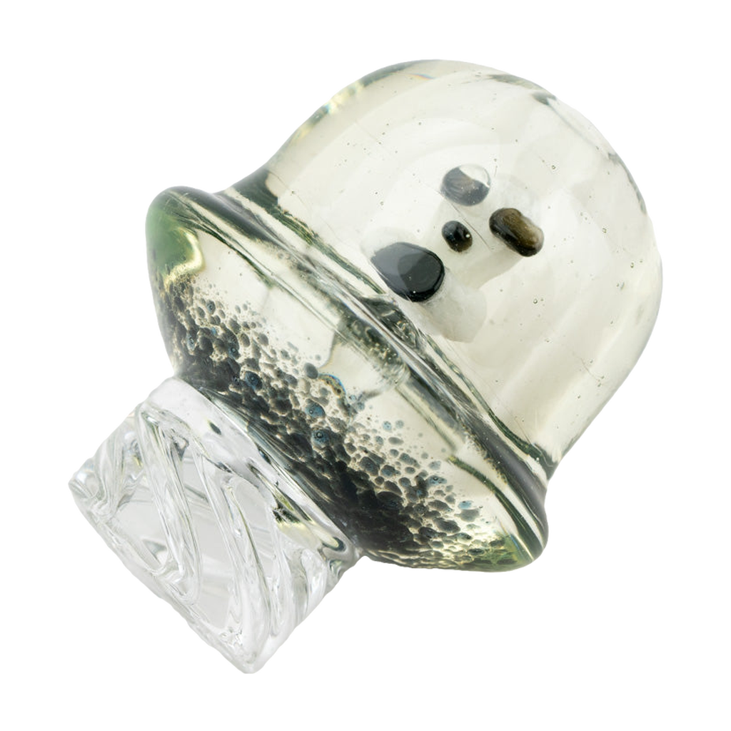 Empire Glassworks UV Illuminati Martian Spinner Cap, UV Reactive Borosilicate Glass, Angled View