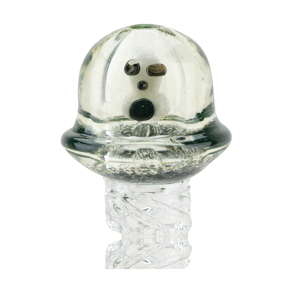 Empire Glassworks UV Illuminati Martian Spinner Cap, UV Reactive Borosilicate Glass, Front View