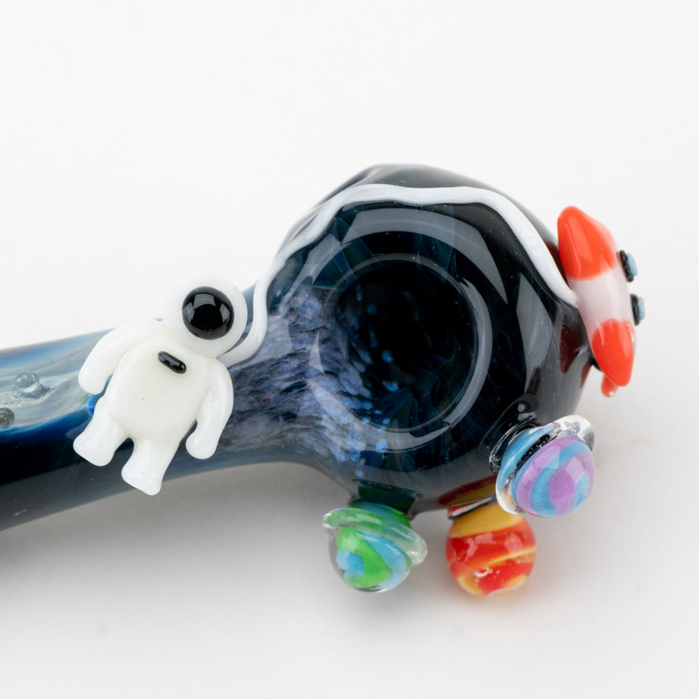 Empire Glassworks Galactic Spoon Pipe with vibrant space-themed design, angled side view