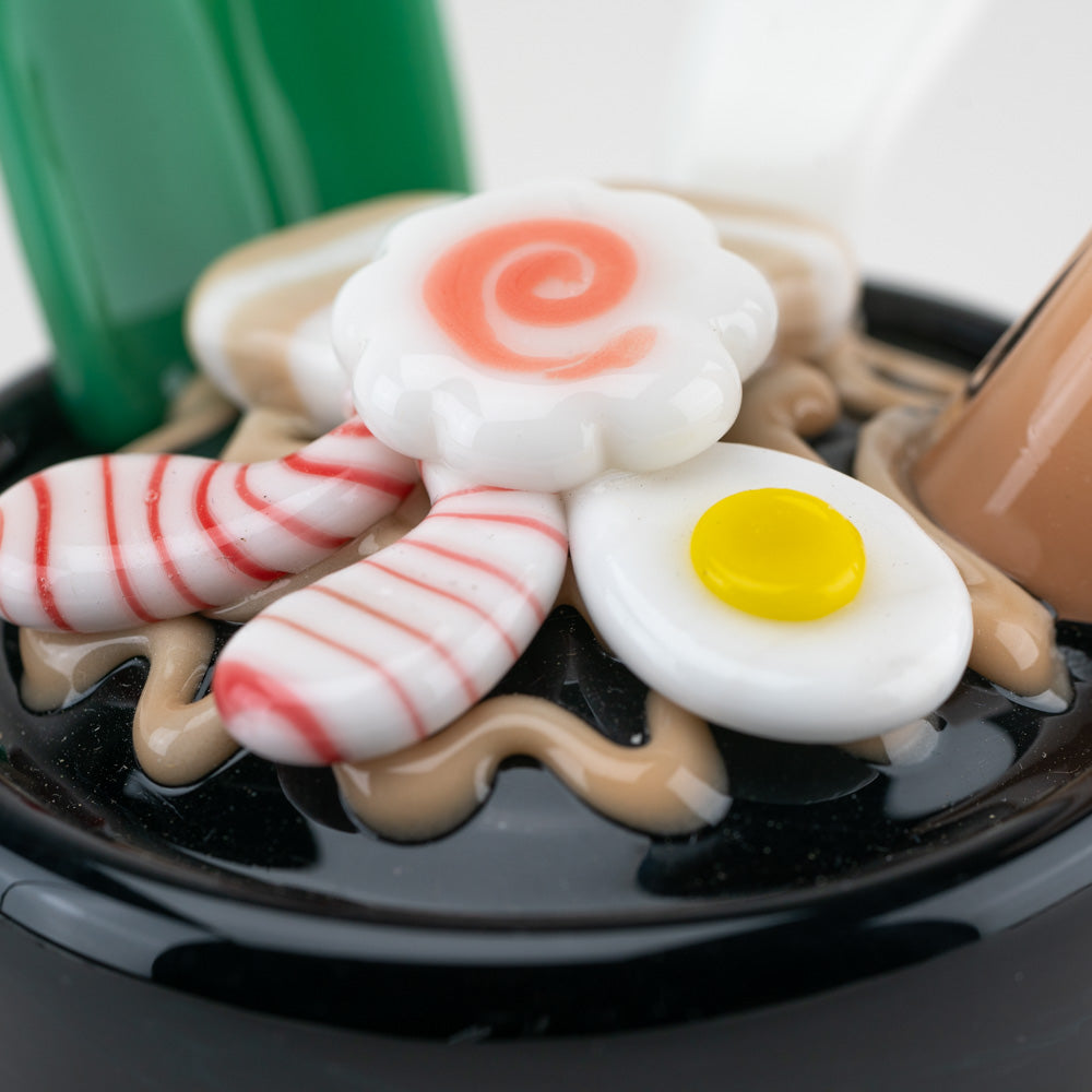 Empire Glassworks Ramen Bowl Mini Rig close-up, featuring detailed glass noodles and toppings