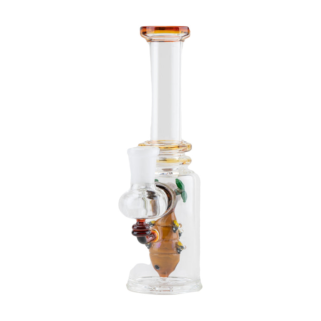 Empire Glassworks "Save the Bees" Mini Tube Dab Rig - Front View with Intricate Bee Details
