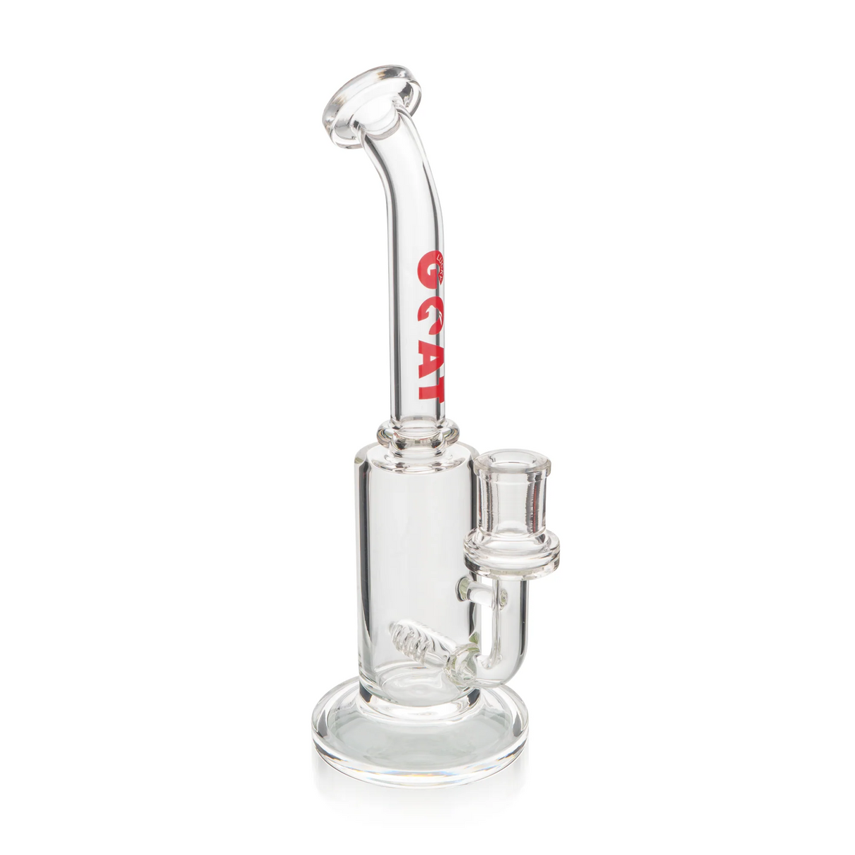 Lucky Goat 8" Andes Inline Clear Rig with 14mm Joint - Front View on White Background