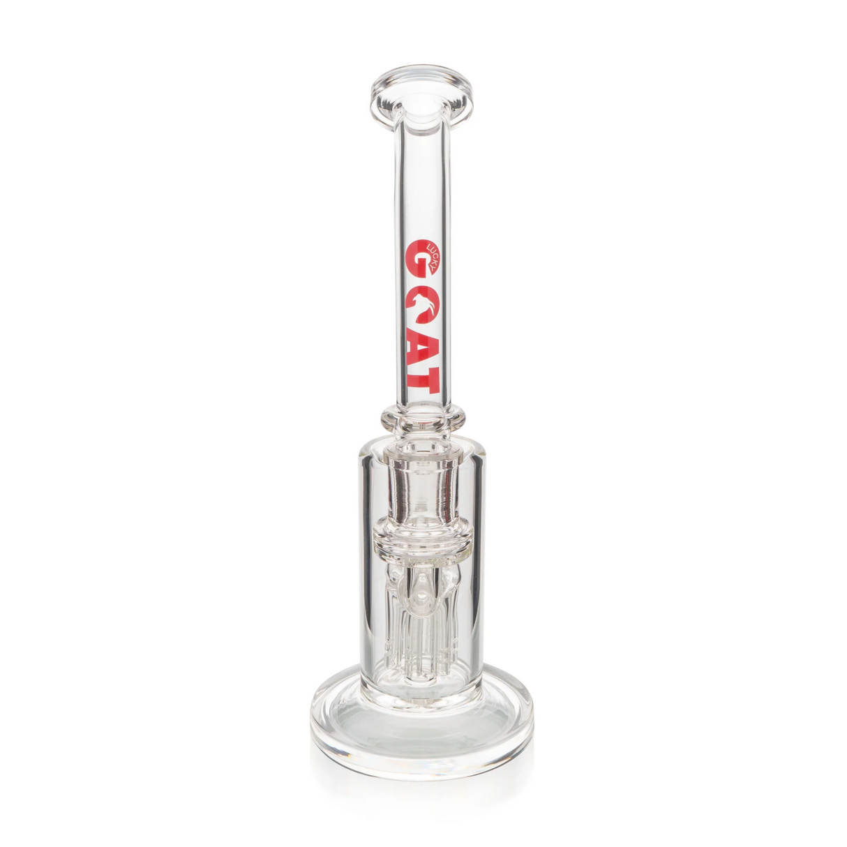 Lucky Goat 8" Andes Arm Clear Rig front view on a seamless white background