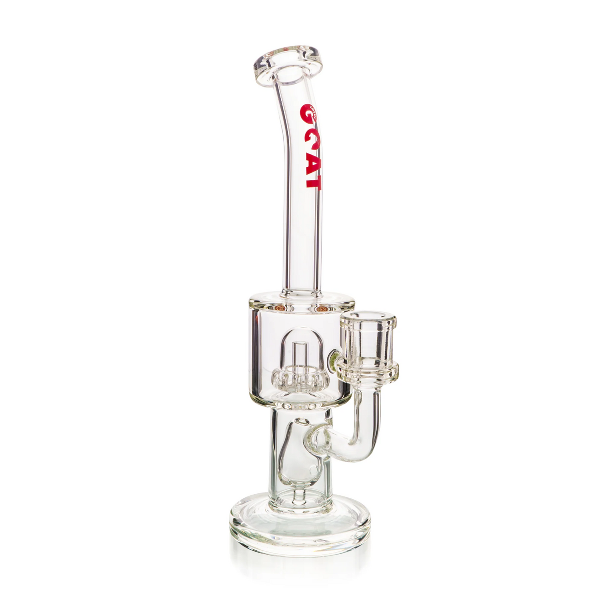 Lucky Goat 12" Clear Borosilicate Dab Rig with Bulb/UFO Perc Front View on White Background