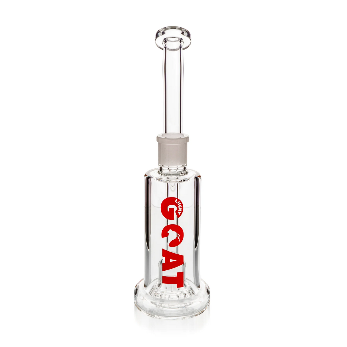 Lucky Goat 8" Appalachian UFO Sherlock Bubbler, clear borosilicate glass, front view on white