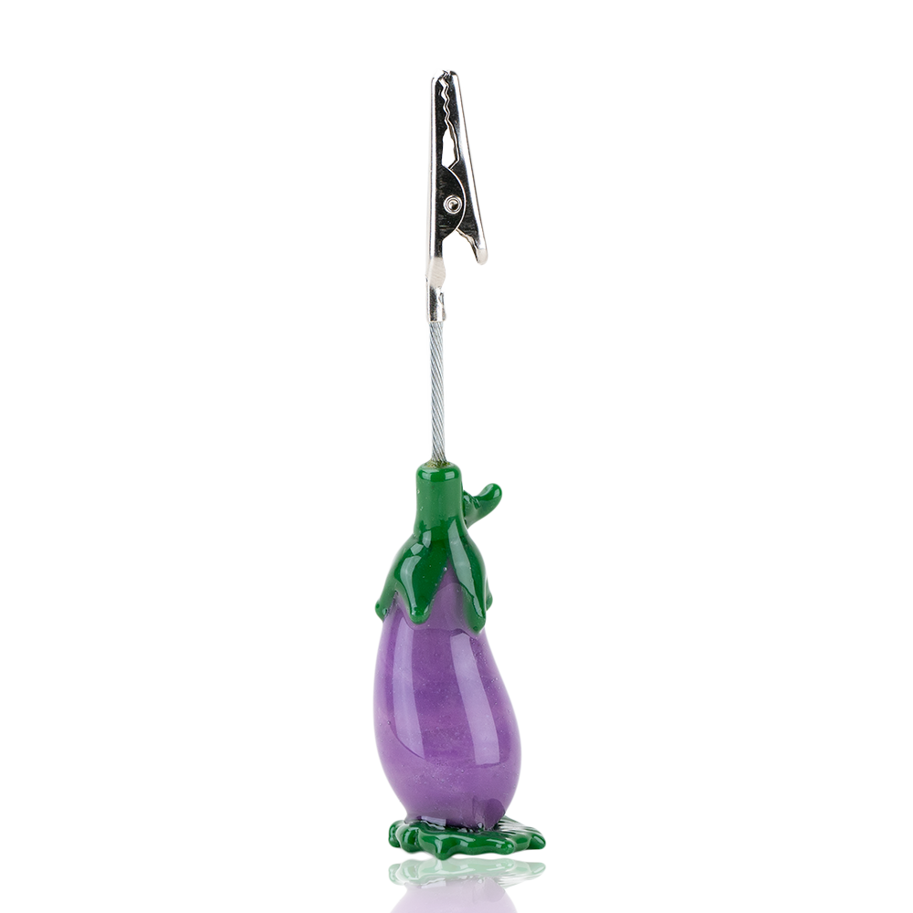 Empire Glassworks Eggplant Roach Clip - Borosilicate Glass with Colored Detailing
