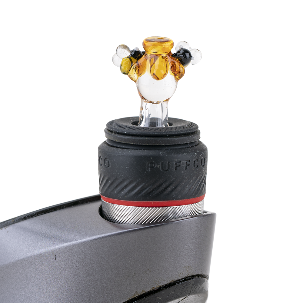 Empire Glassworks Beehive Glass Ball Cap for PuffCo Peak Pro, Close-Up Side View