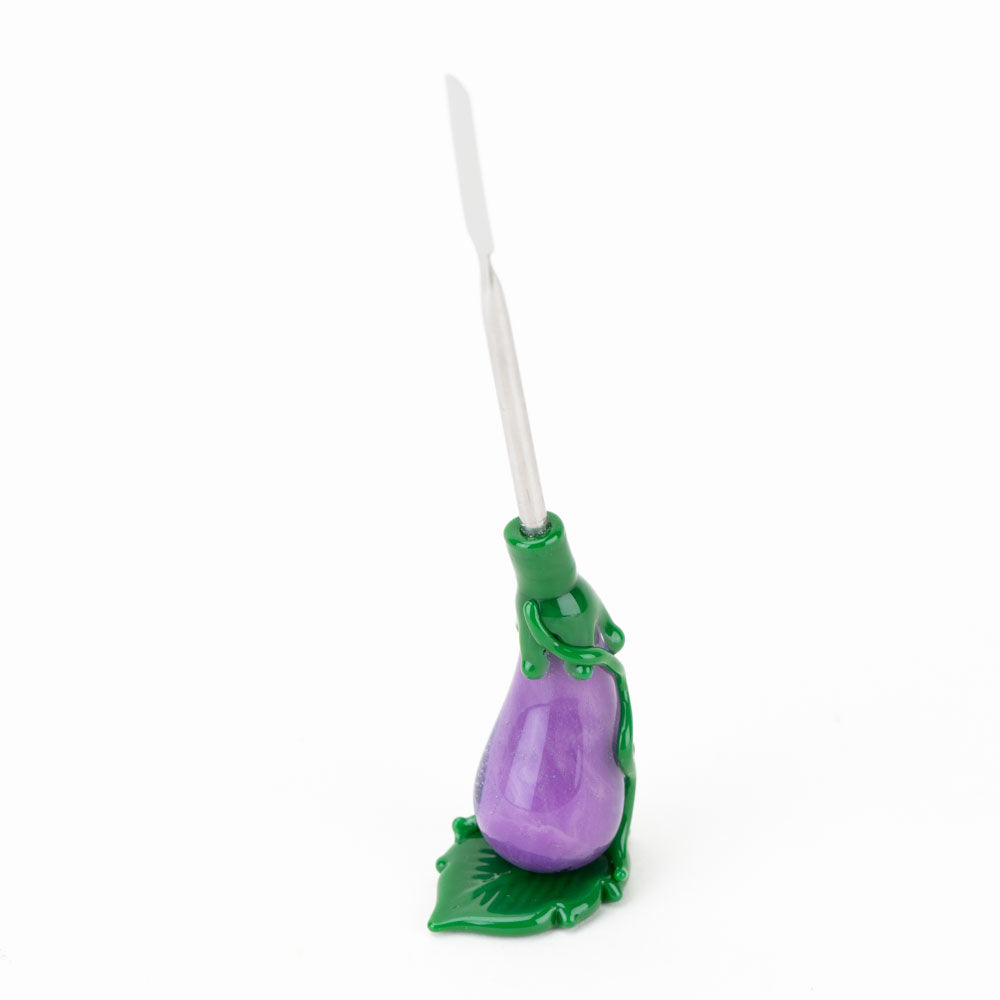Empire Glassworks Eggplant Dabber - Borosilicate Glass Tool with Detailed Design