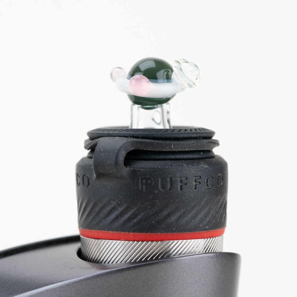 Empire Glassworks Galaxy PuffCo Peak Pro Glass Ball Cap, Close-up Side View