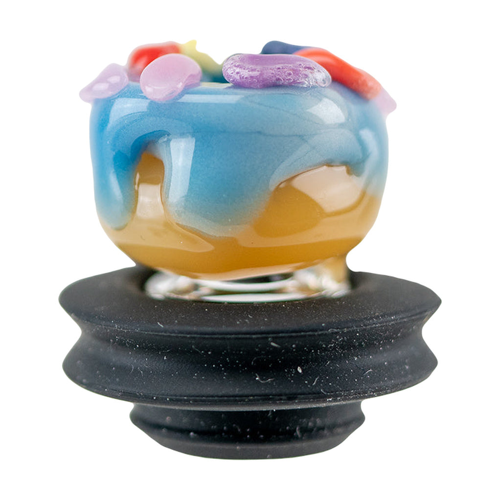 Empire Glassworks Blue Donut Puffco Peak Pro Carb Cap, Borosilicate Glass, Front View
