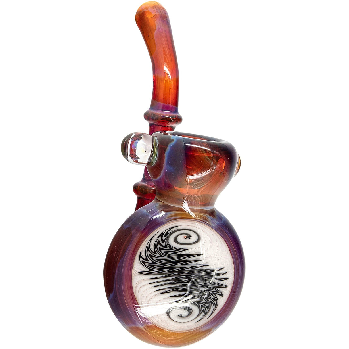 Chris Lezak Black and White Reversal Disc Sherlock Pipe in Borosilicate Glass, Side View