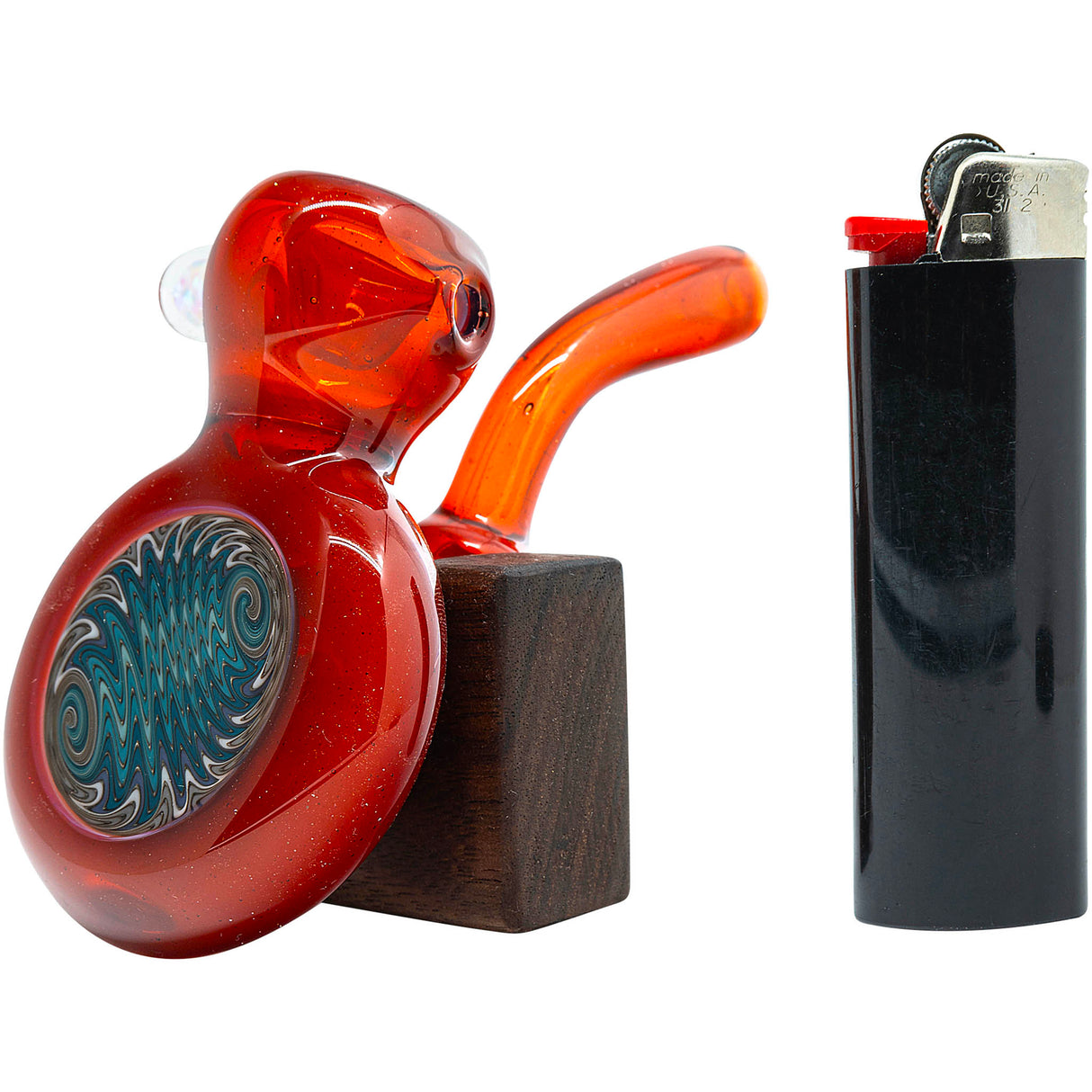 Fire Red Wave Reversal Sherlock Glass Pipe by Chris Lezak