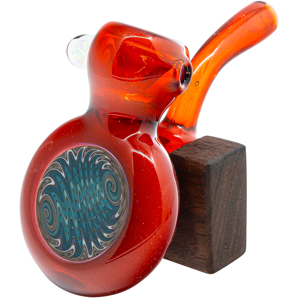 Fire Red Wave Reversal Sherlock Glass Pipe by Chris Lezak