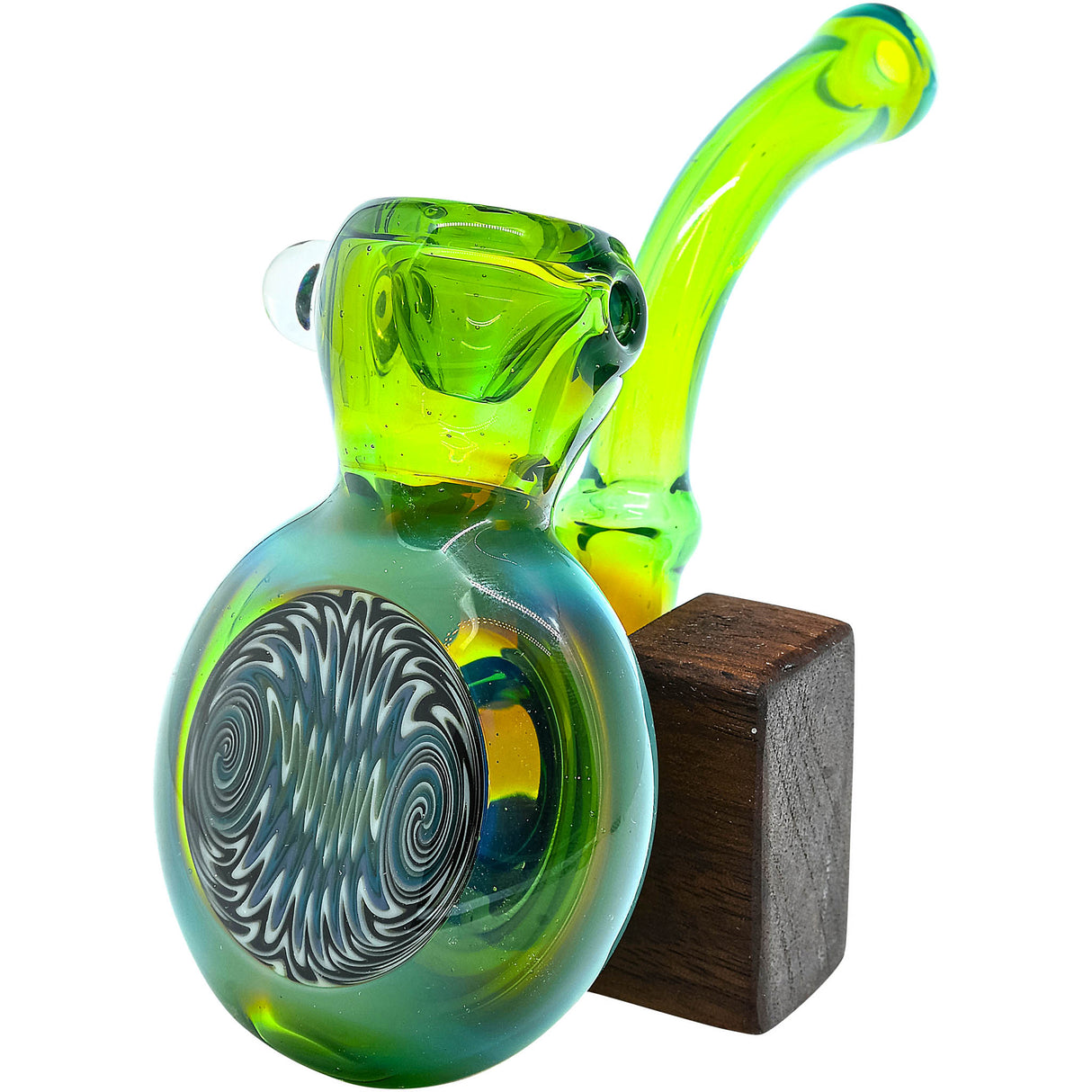 Kryptonite Green Wave Reversal Sherlock Glass Pipe by Chris Lezak