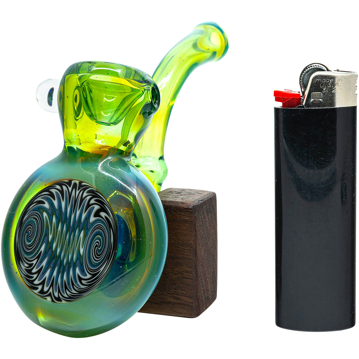Kryptonite Green Wave Reversal Sherlock Glass Pipe by Chris Lezak