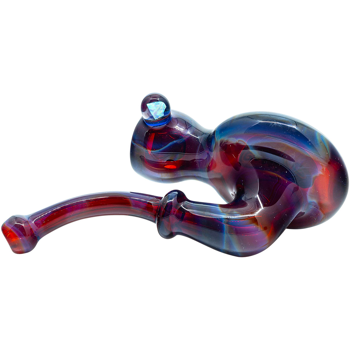 Fumed Ruby Red Reversal Sherlock Glass Pipe by Chris Lezak