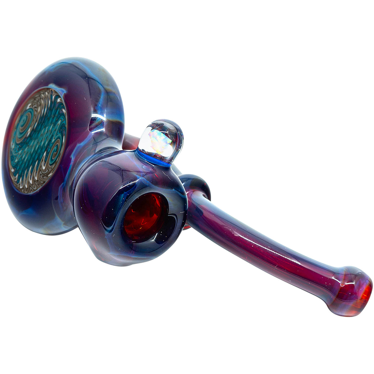 Fumed Ruby Red Reversal Sherlock Glass Pipe by Chris Lezak