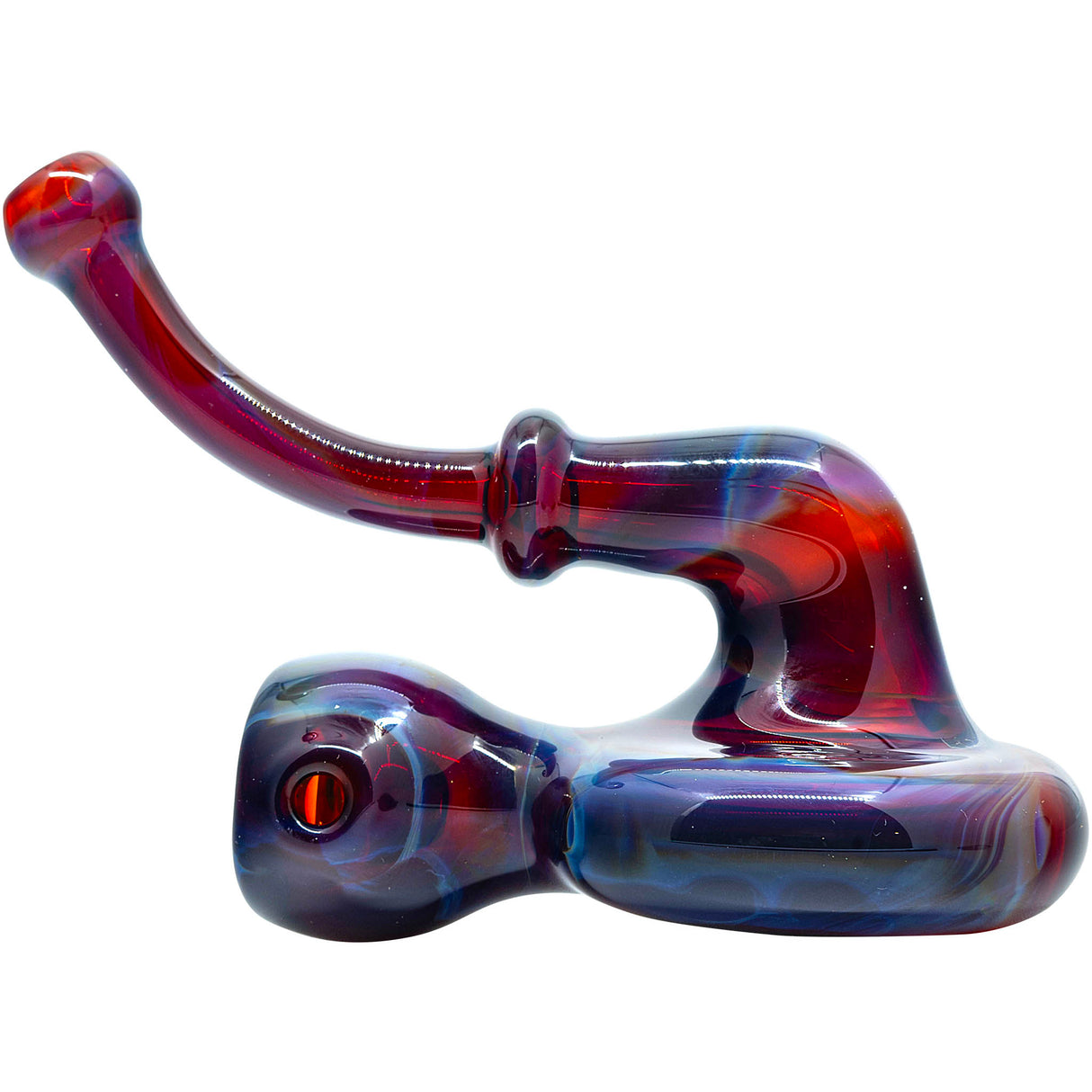 Fumed Ruby Red Reversal Sherlock Glass Pipe by Chris Lezak