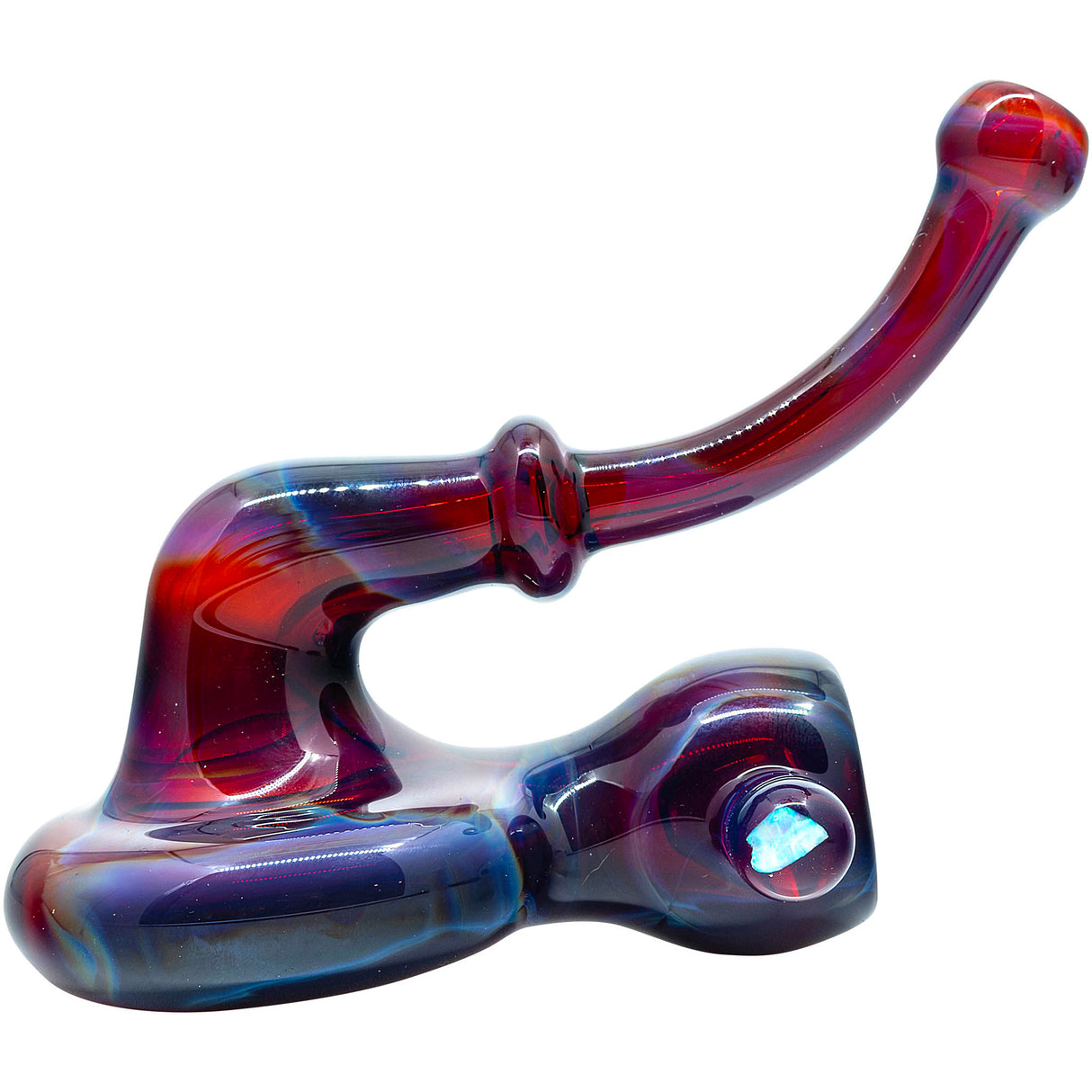 Fumed Ruby Red Reversal Sherlock Glass Pipe by Chris Lezak