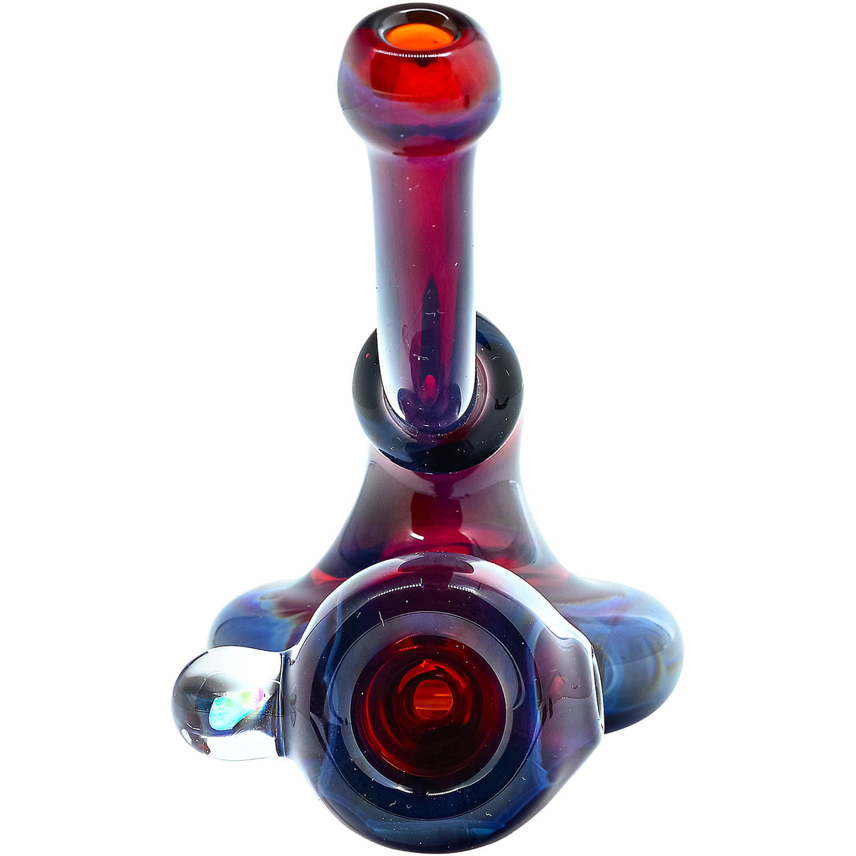 Fumed Ruby Red Reversal Sherlock Glass Pipe by Chris Lezak