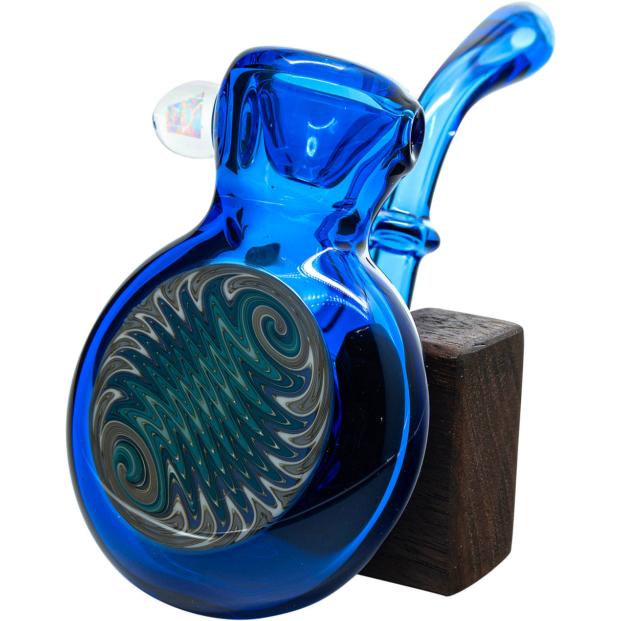 Electric Blue Wig Wag Reversal Sherlock Glass Pipe by Chris Lezak