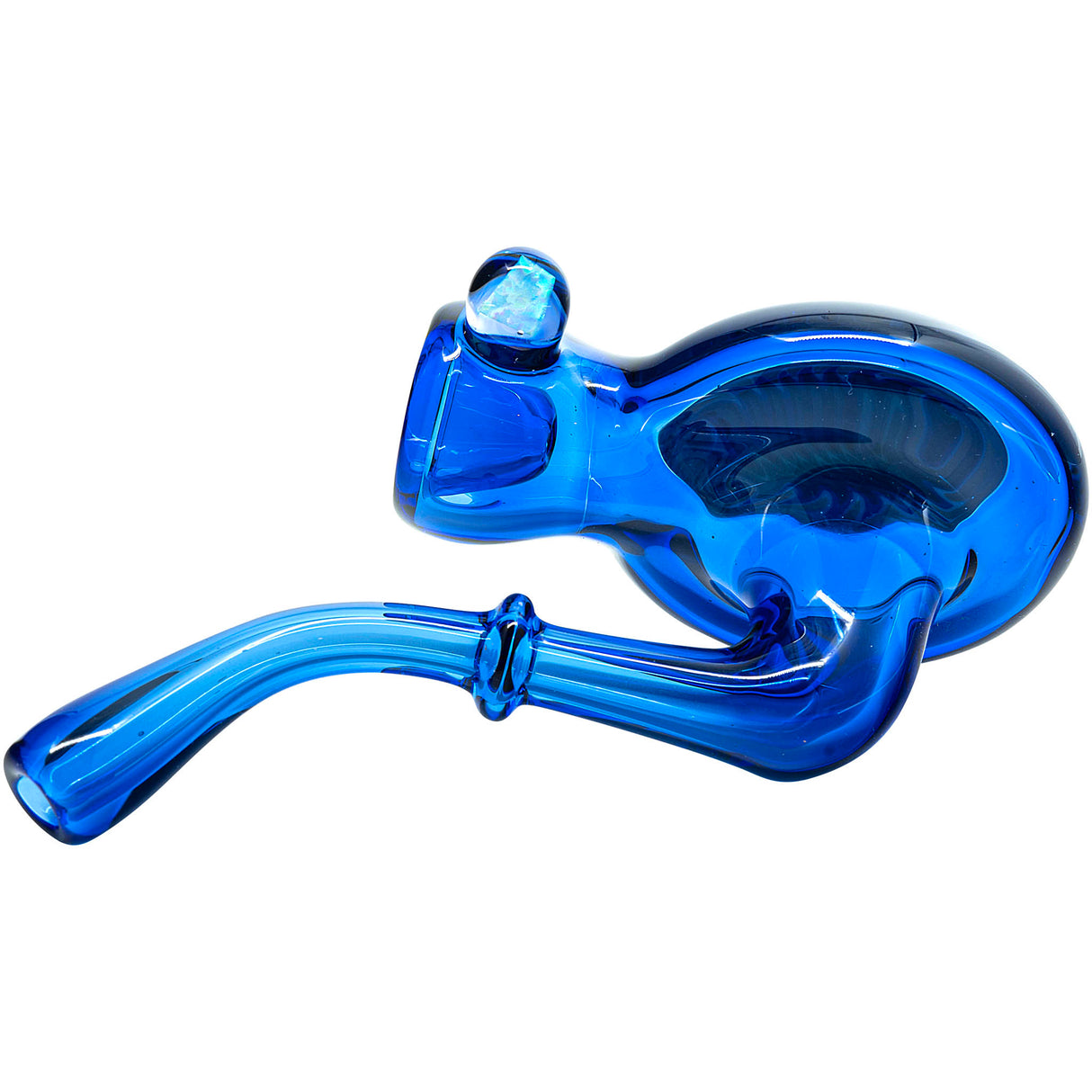 Electric Blue Wig Wag Reversal Sherlock Glass Pipe by Chris Lezak