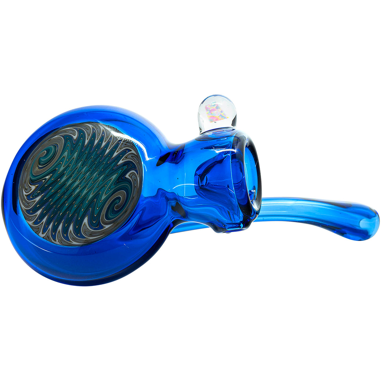 Electric Blue Wig Wag Reversal Sherlock Glass Pipe by Chris Lezak