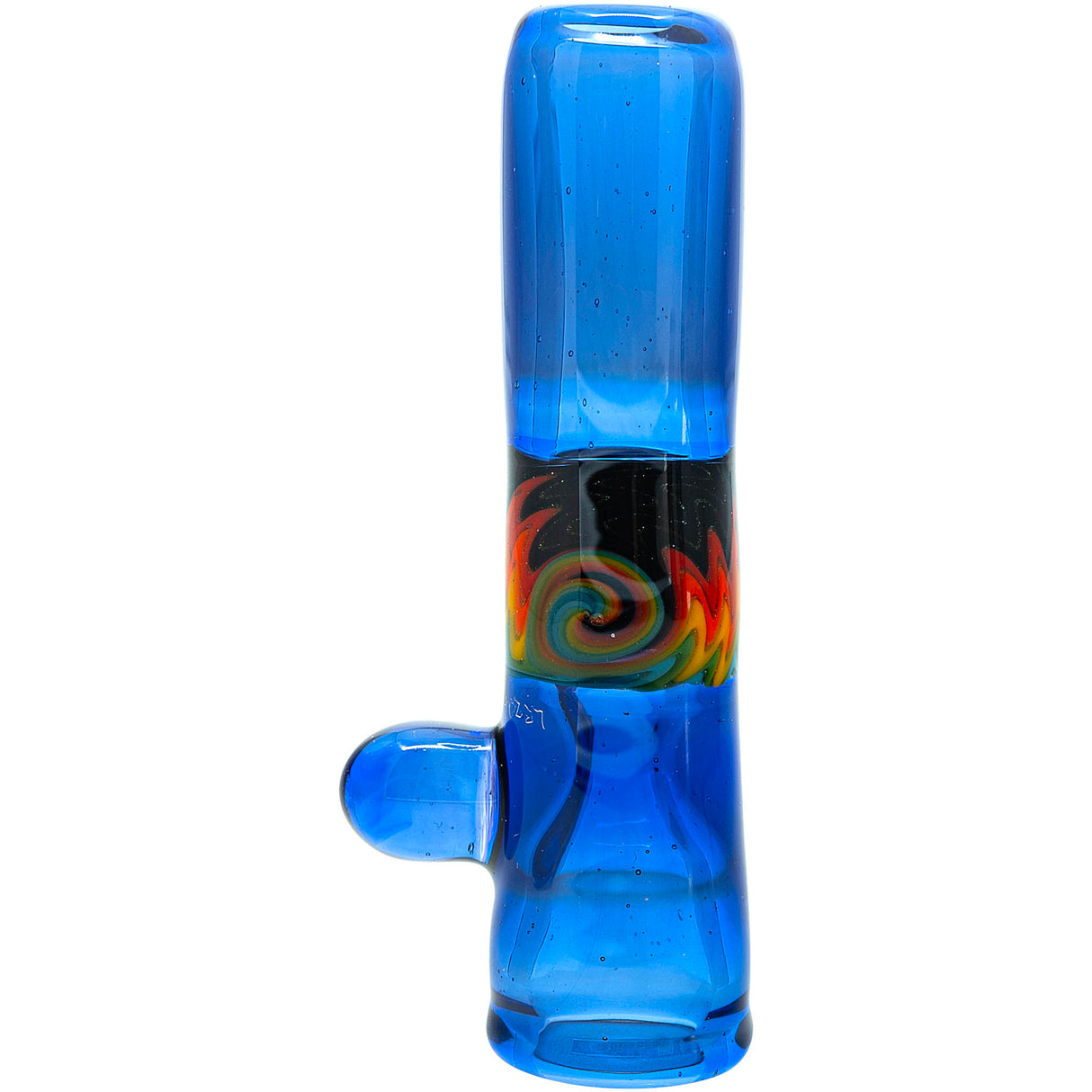Royal Ice Blue Reversal Glass Chillum by Chris Lezak