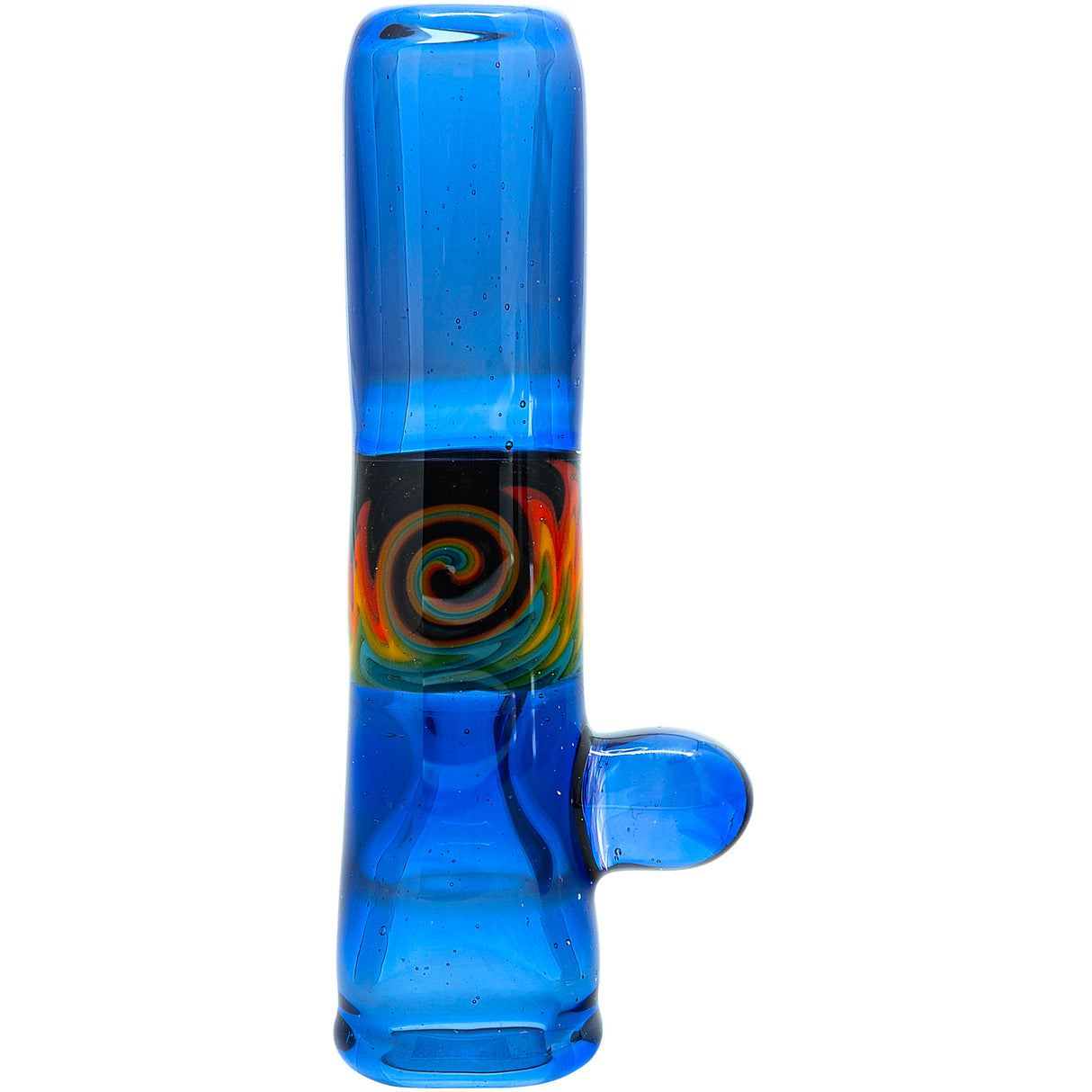 Royal Ice Blue Reversal Glass Chillum by Chris Lezak
