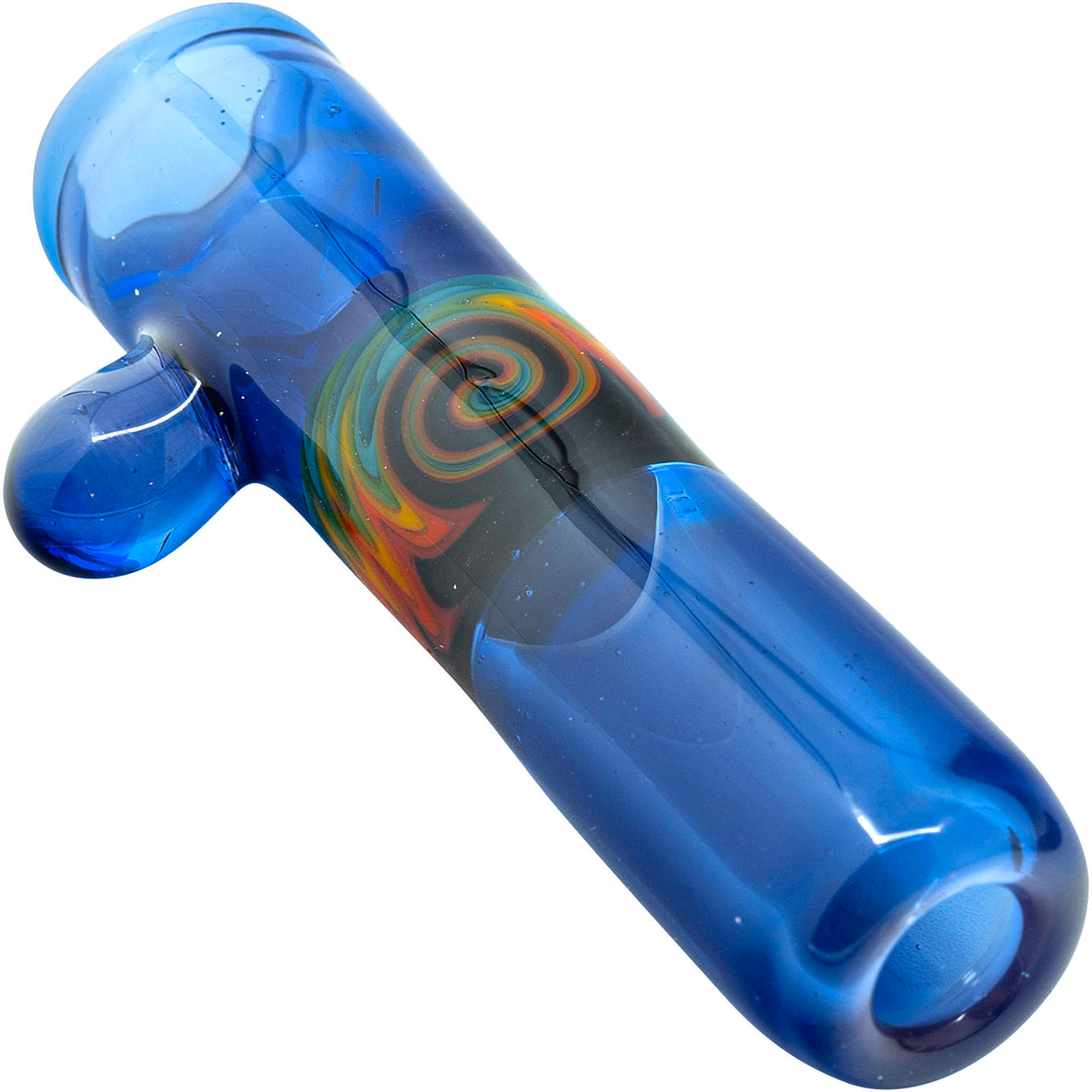 Royal Ice Blue Reversal Glass Chillum by Chris Lezak