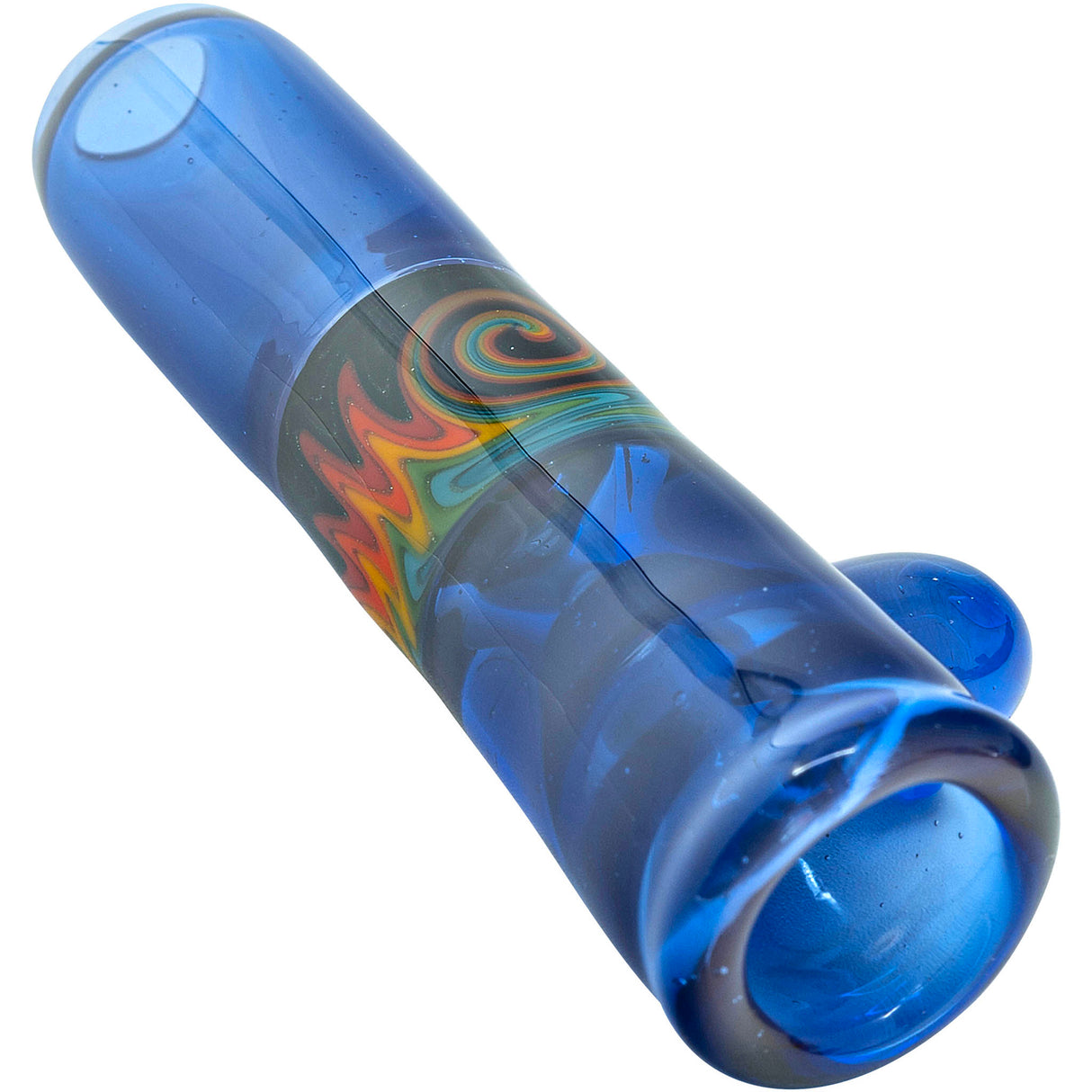 Royal Ice Blue Reversal Glass Chillum by Chris Lezak