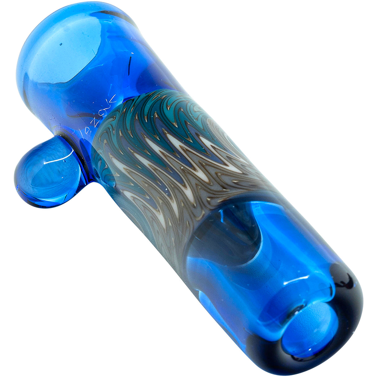 Ice Blue Reversal Glass Chillum by Chris Lezak