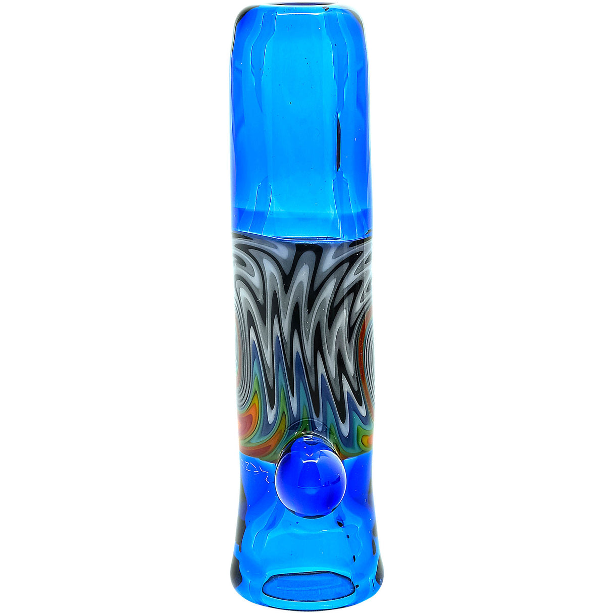Ice Royal Blue Reversal Glass Chillum by Chris Lezak