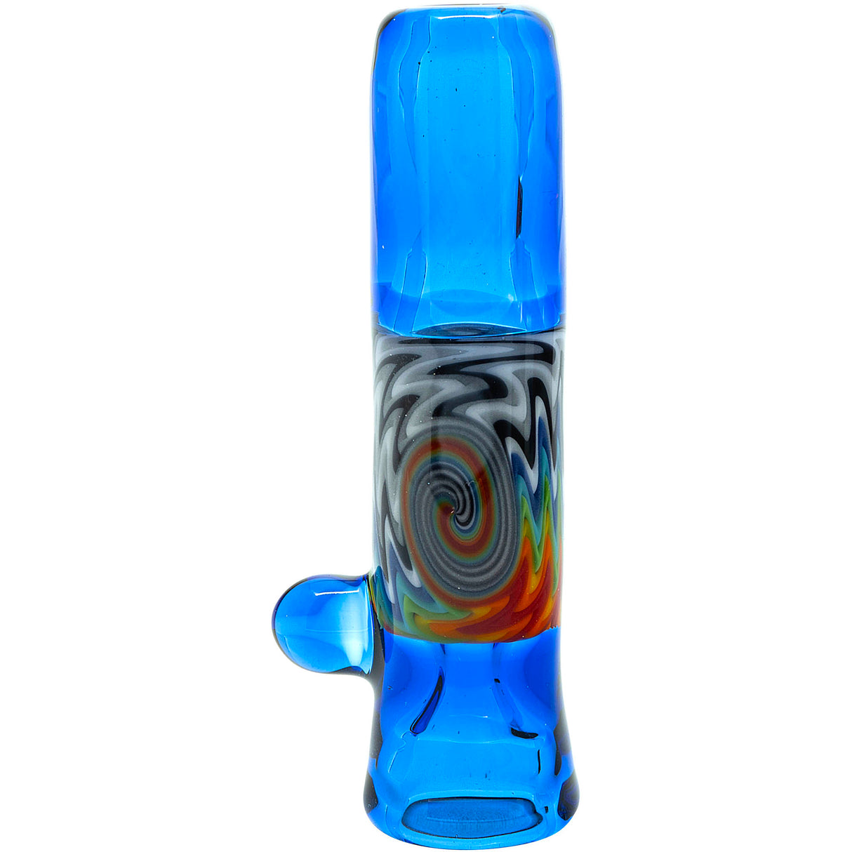 Ice Royal Blue Reversal Glass Chillum by Chris Lezak