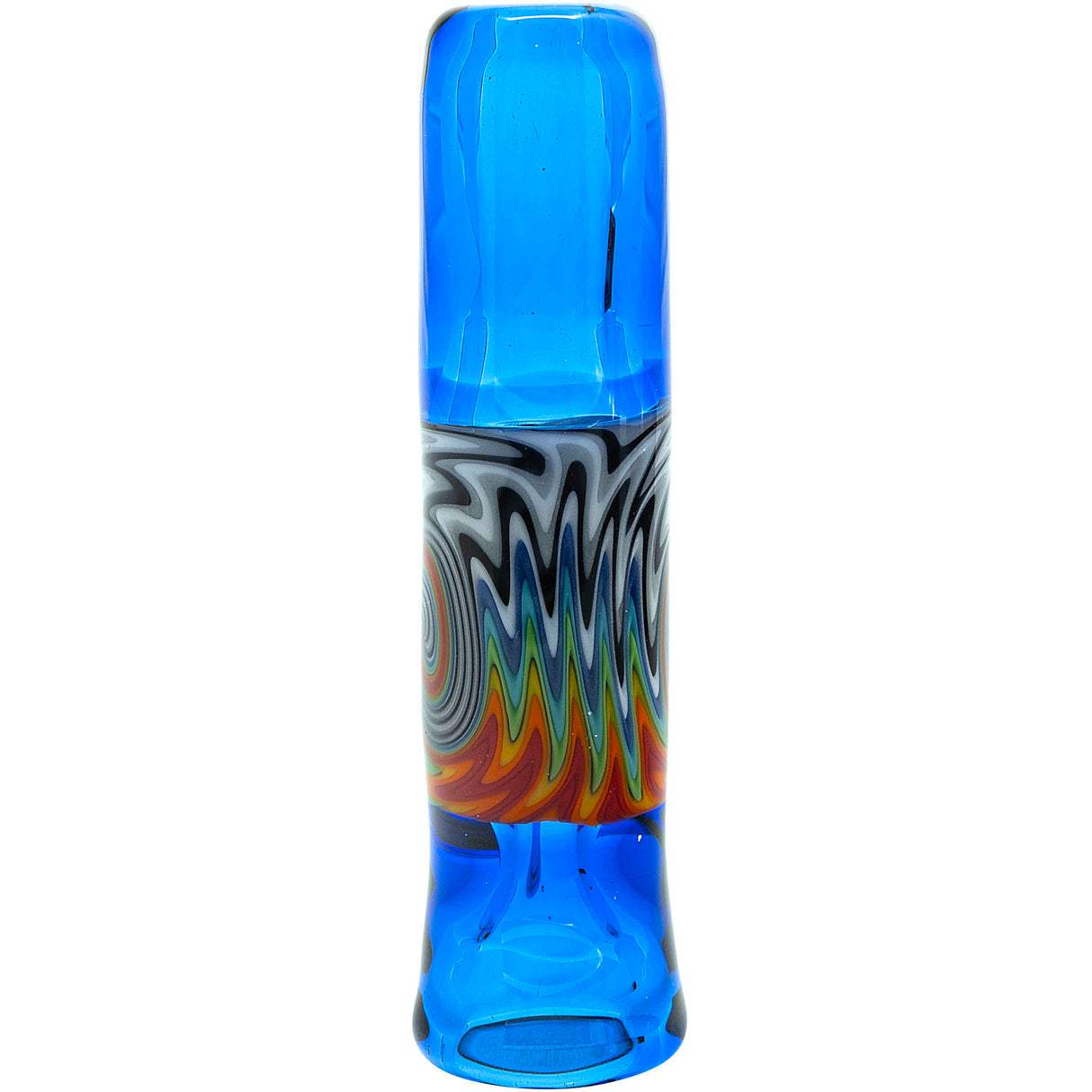 Ice Royal Blue Reversal Glass Chillum by Chris Lezak