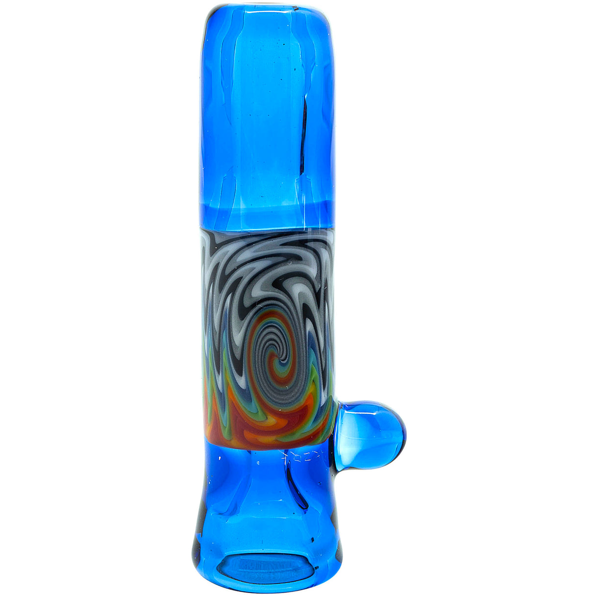 Ice Royal Blue Reversal Glass Chillum by Chris Lezak