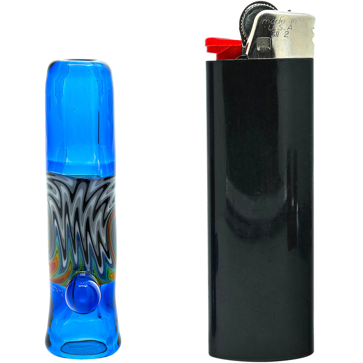 Ice Royal Blue Reversal Glass Chillum by Chris Lezak