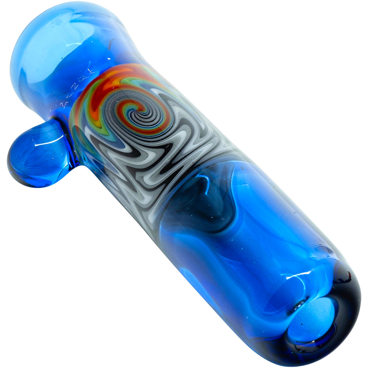Ice Royal Blue Reversal Glass Chillum by Chris Lezak