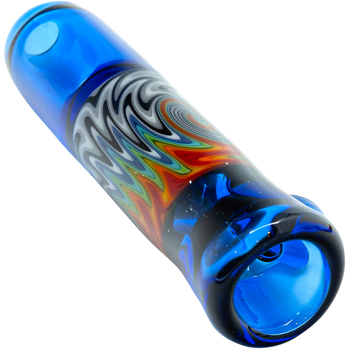 Ice Royal Blue Reversal Glass Chillum by Chris Lezak