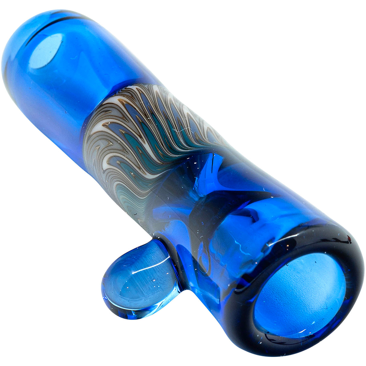 Royal Blue Reversal Glass Chillum by Chris Lezak