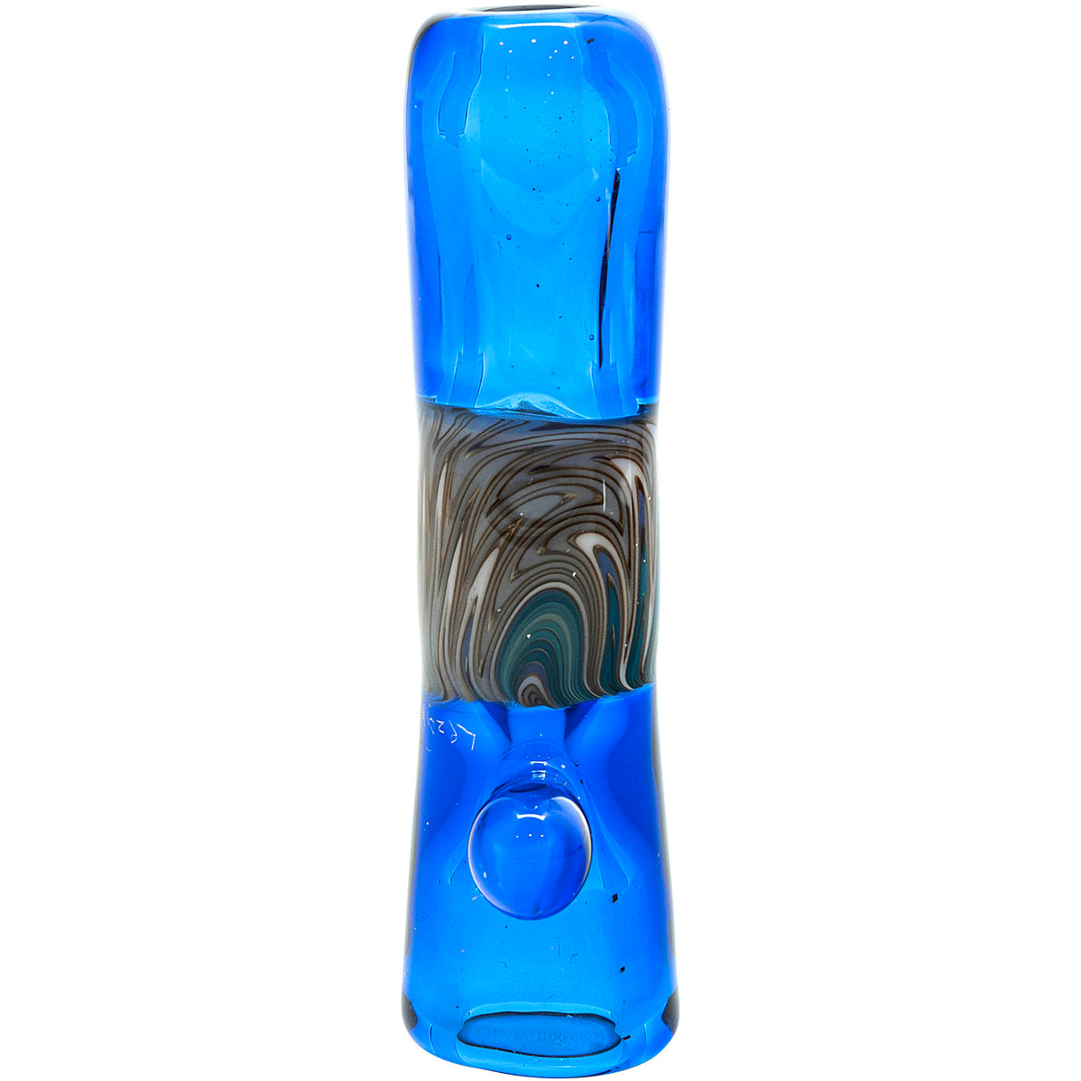 Royal Blue Reversal Glass Chillum by Chris Lezak